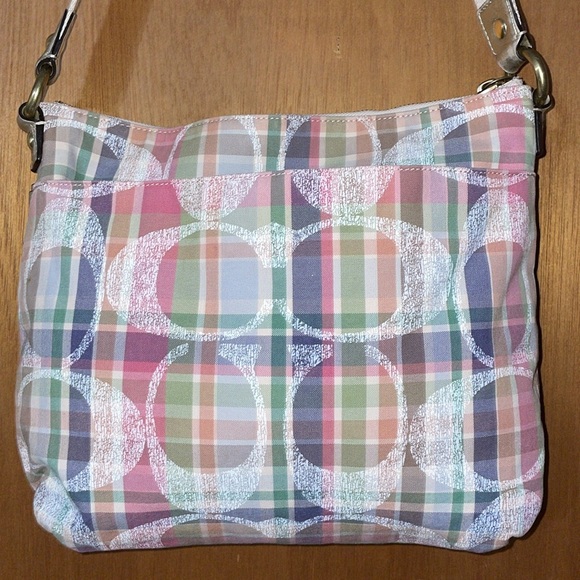 •COACH•POPPY DAISY MADRAS SIGNATURE "C" CANVAS SHOULDER/CROSSBODY BAG EUC - Picture 6 of 11